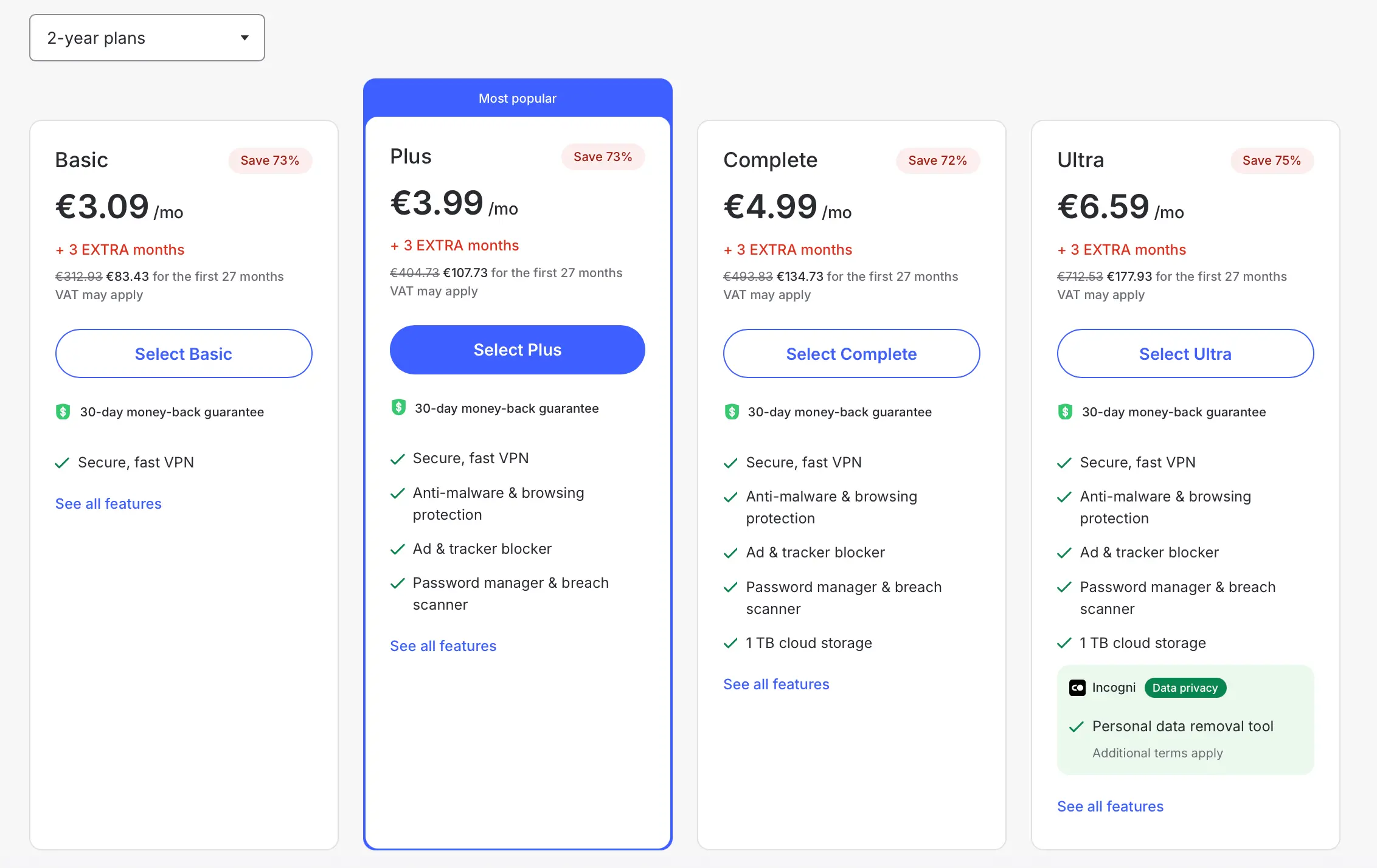 Cena předplatného NordVPN 2 letý plán | Venclíkovi.cz Přehled cen NordVPN pro 2leté předplatné – porovnání tarifů Basic, Plus, Complete a Ultra s aktuálními slevami a funkcemi.