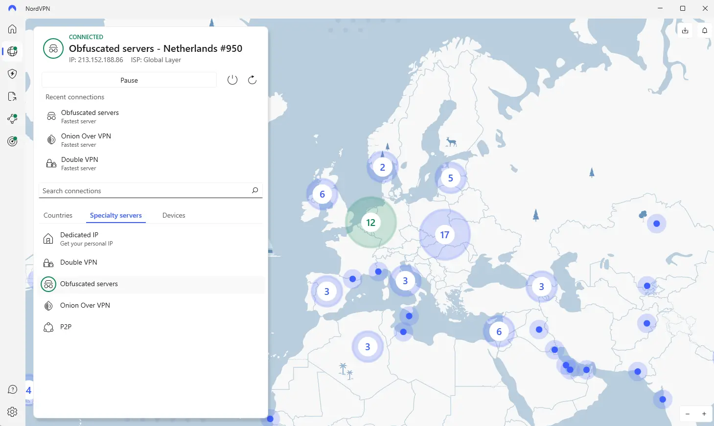 Obfuskované servery na Windows 11 - syna | Venclíkovi.cz Vybraný obfuskovaný server v holandsku - aplikace NordVPN na windows 11 (mého syna)