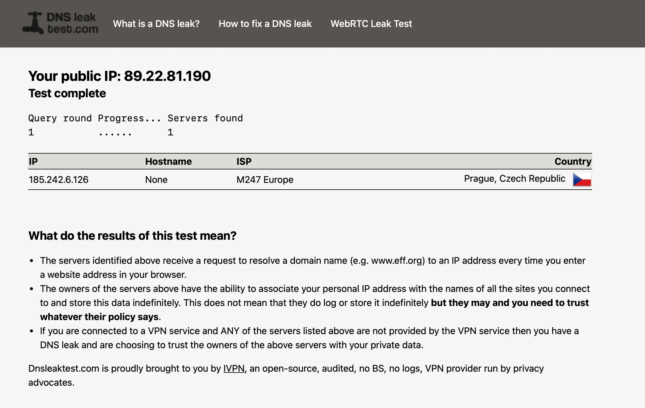 DNSLeak Test - SurfShark | Venclíkovi.cz DNS leak test