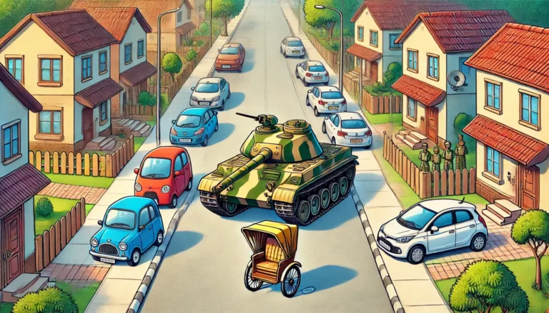 Parkovací absurdita v ulici Jabloňová Radonice: Tanky, rikši a jeden rozhořčený občan