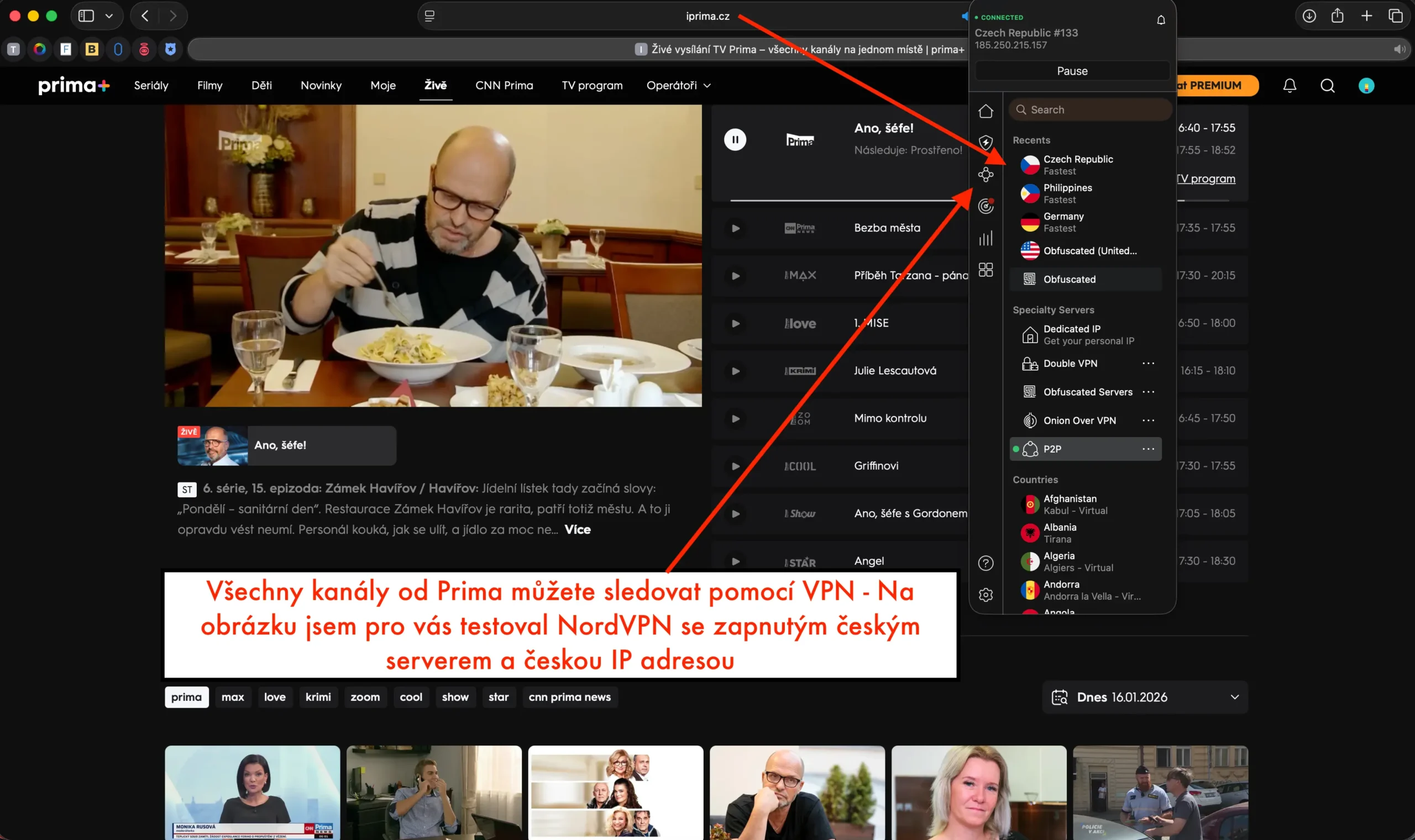 Prima + sledování pomocí NordVPN | Venclíkovi.cz Sledování živého vysílání Prima+ ze zahraničí pomocí VPN s českou IP adresou zapnutou přes NordVPN