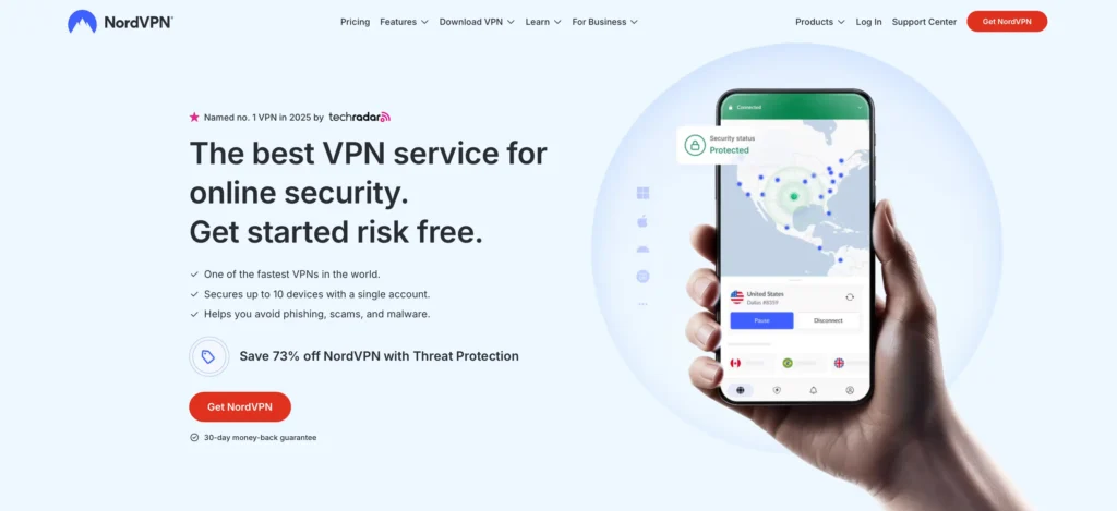 NordVPN hlavní strana