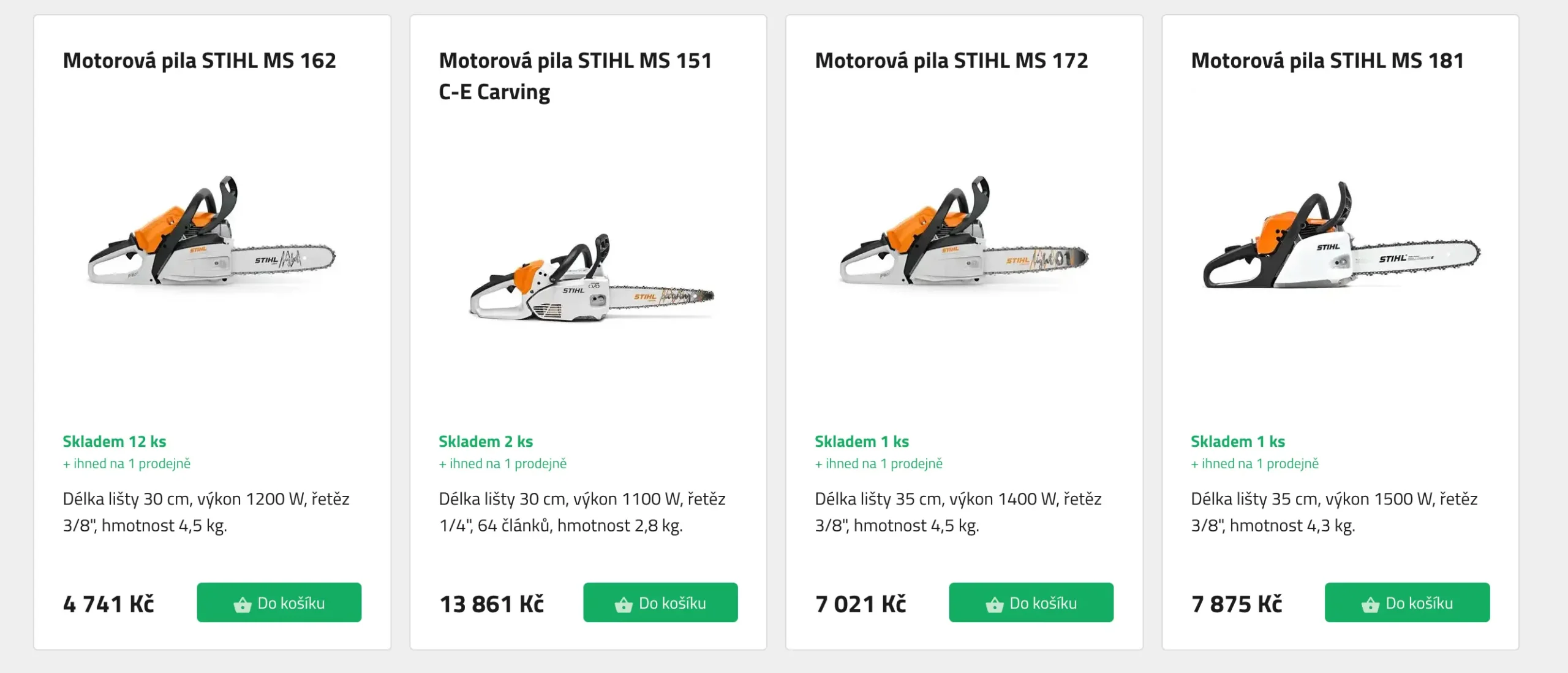 Motorové pily značky STIHL