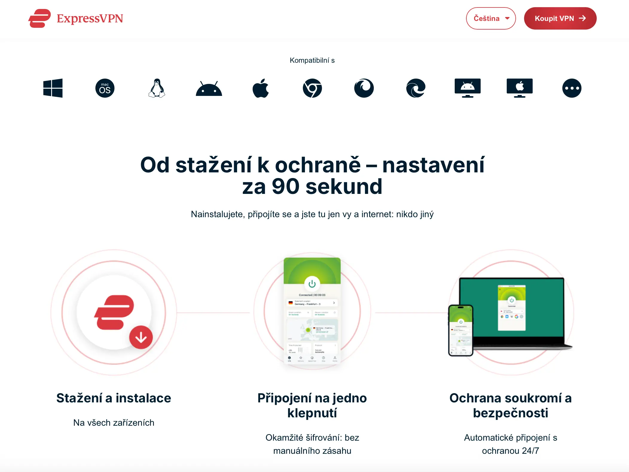 Rychlý návod, jak stáhnout, nainstalovat a zapnout ExpressVPN během 90 sekund.