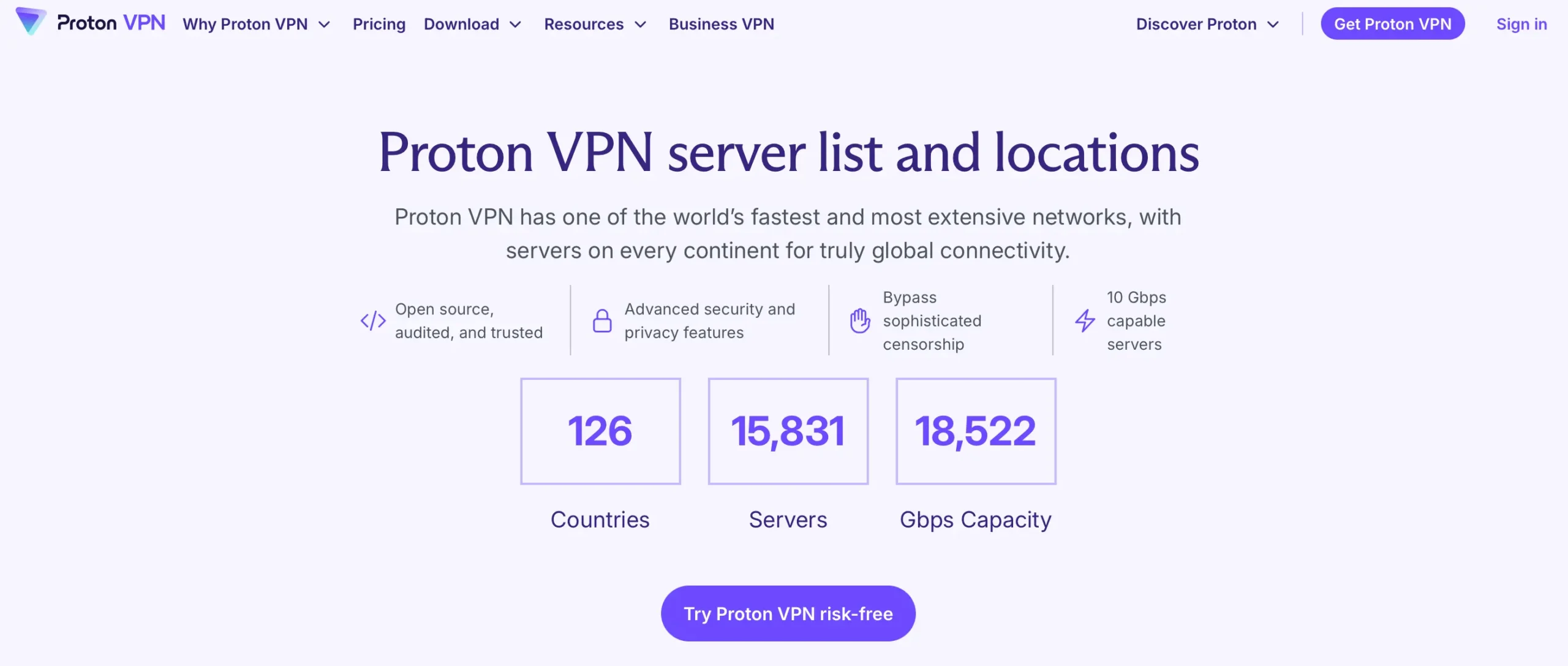 Globální síť ProtonVPN s více než 15 800 servery ve 126 zemích