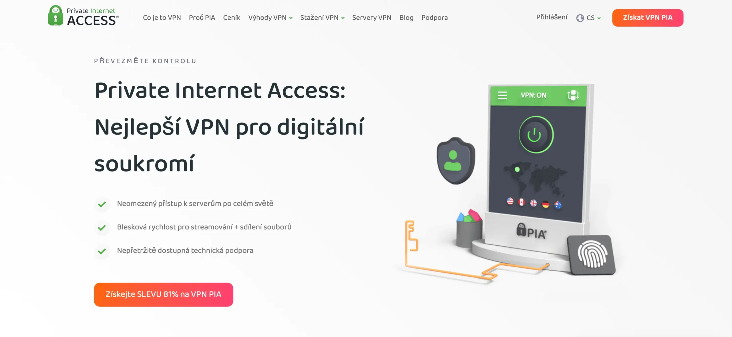 Private Internet Access VPN – nejlepší VPN pro digitální soukromí s neomezeným přístupem k serverům po celém světě.