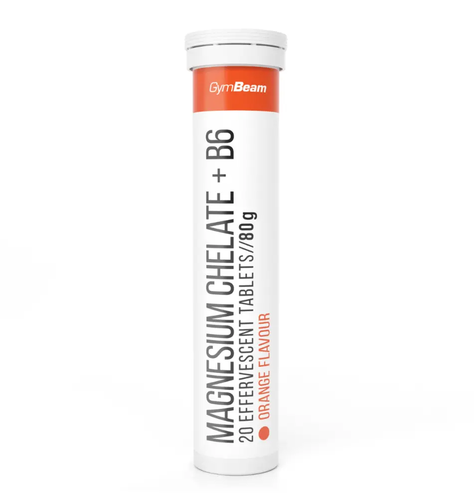 Magnesium chelát s vitamínem B6 od GymBeam ve formě šumivých tablet s pomerančovou příchutí, večerní rituál pro klid a lepší spánek.