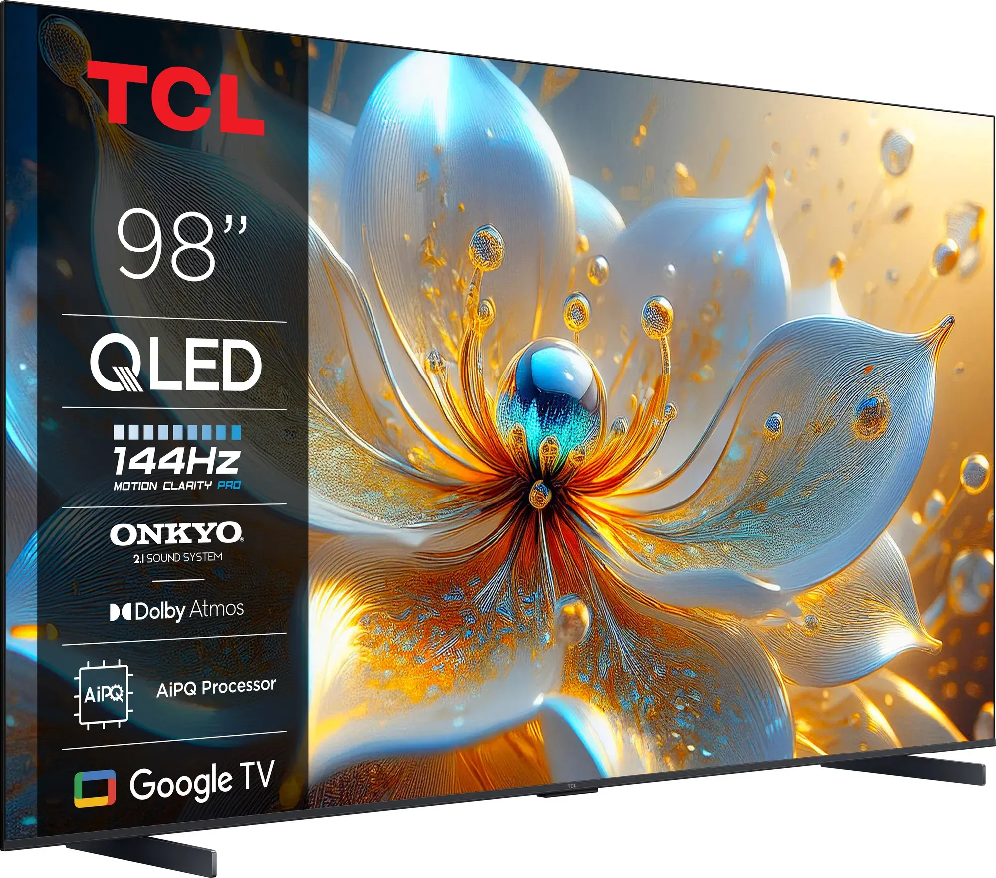 9822 TCL 98T8C | Venclíkovi.cz TCL 98T8C v moderním obýváku – základní 98" QLED televize s elegantním vzhledem a solidním výkonem za nízkou cenu