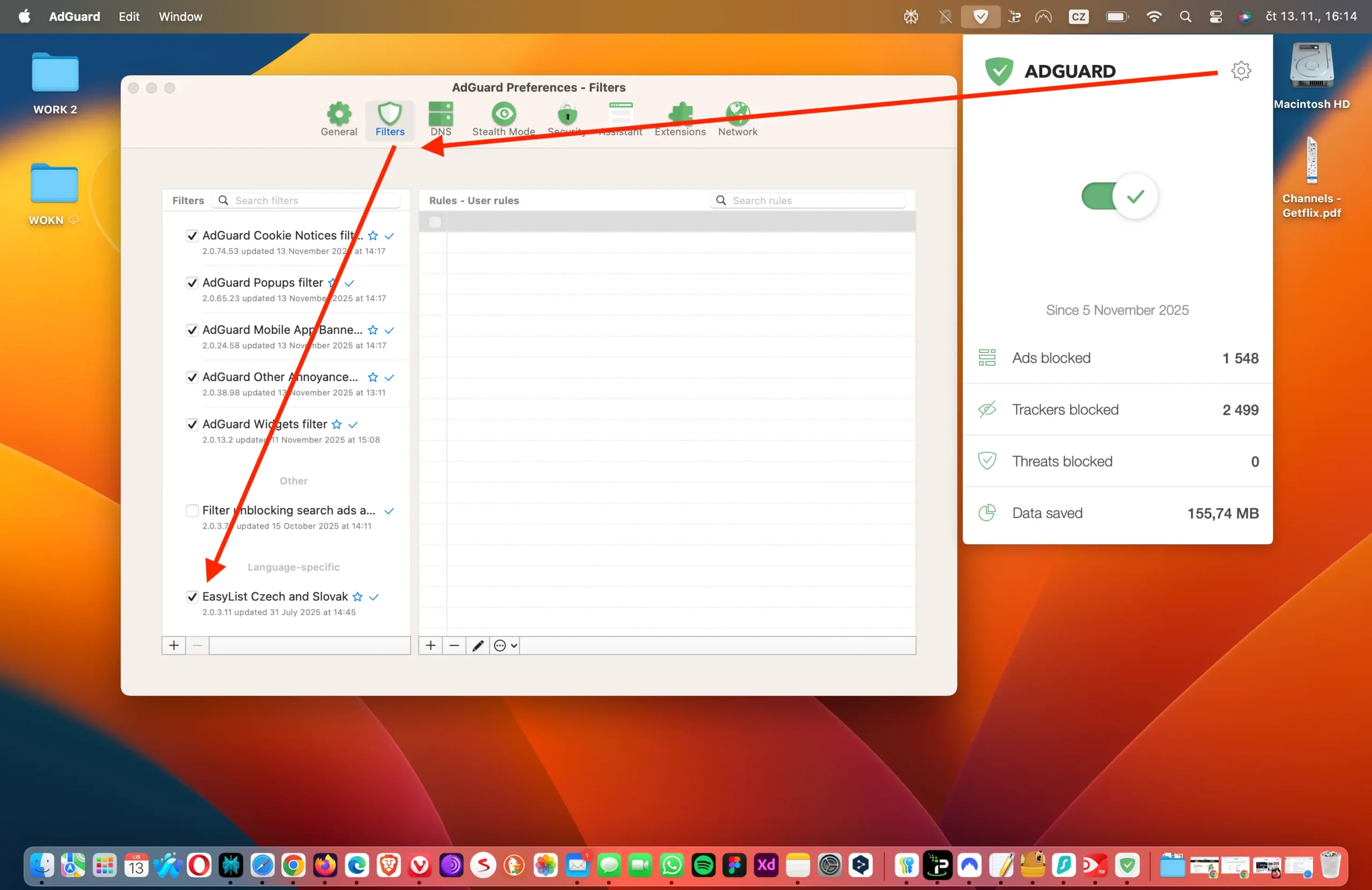 Filtr pro české a slovenské weby AdGuard | Venclíkovi.cz Nastavení AdGuardu s aktivním filtrem EasyList Czech and Slovak, který zlepšuje blokování reklam a skriptů na českých stránkách jako Stream.cz.