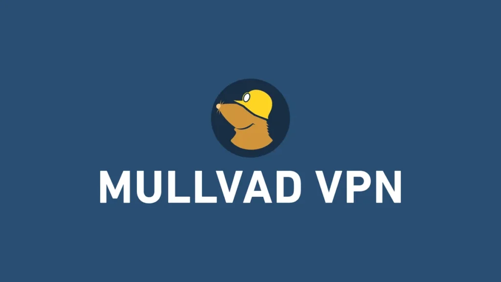 Oficiální logo Mullvad VPN s ikonickým krtkem v helmě na modrém pozadí.