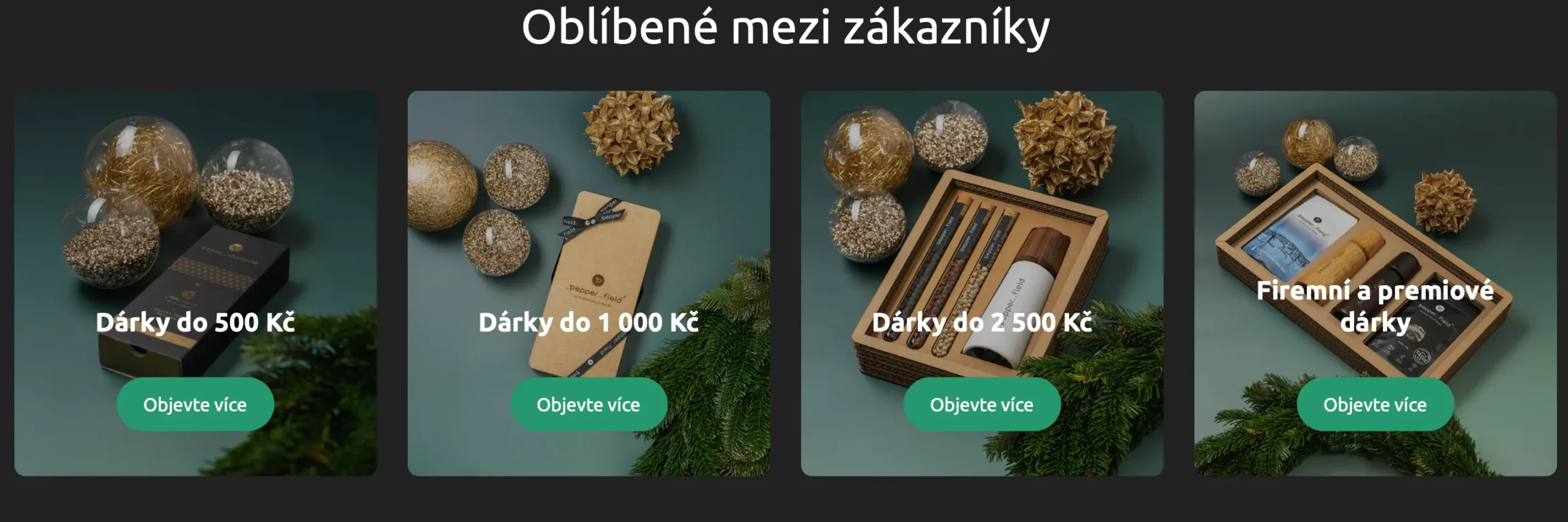 Dárky do 500 Kč od pepper..field s vánoční dekorací