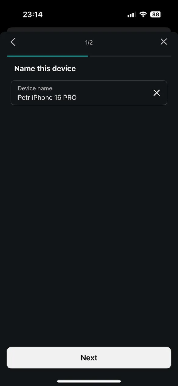 Pojmenování zařízení v Surfshark Web Content Blockeru na iPhonu 16 Pro