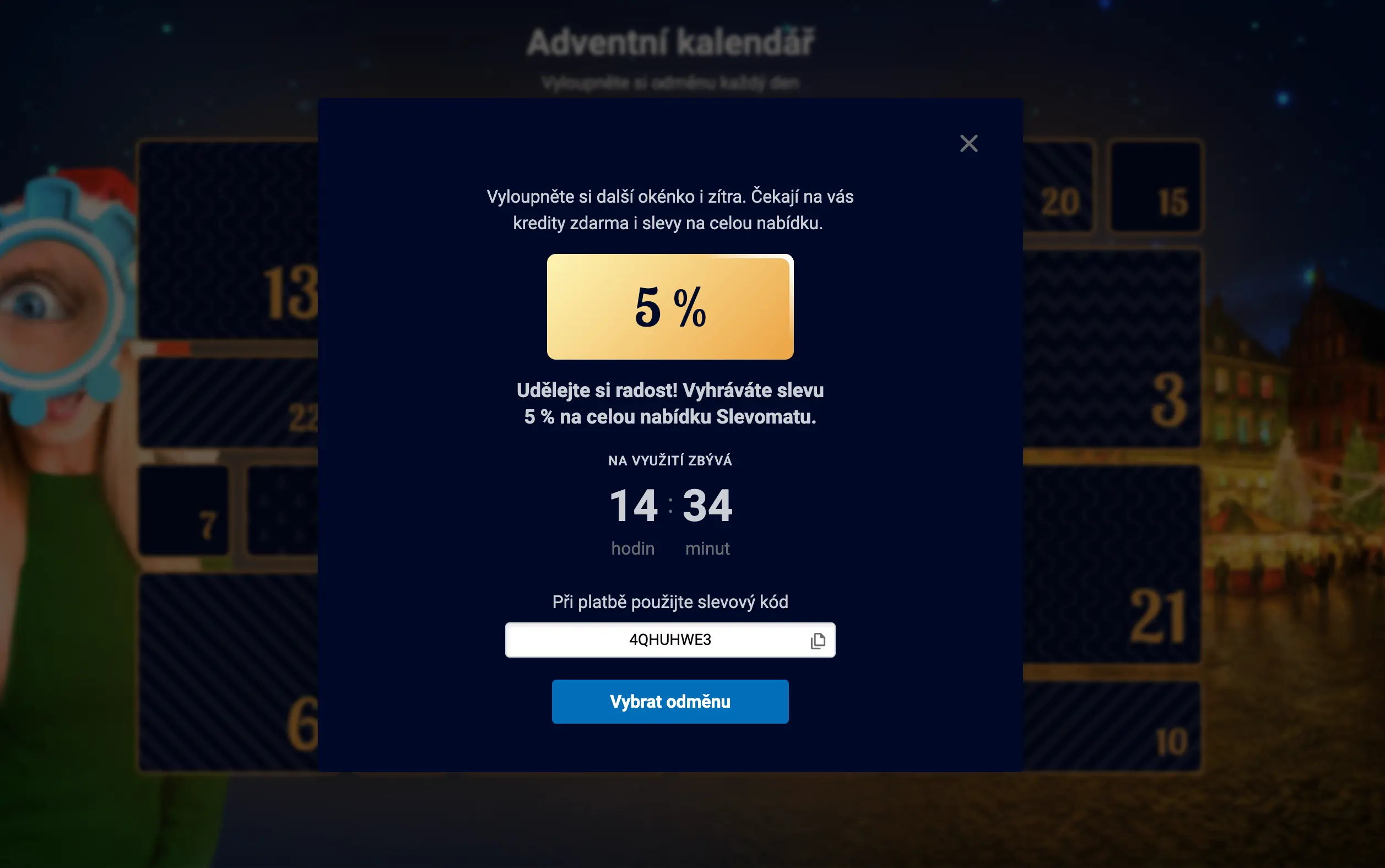 Dnešní výhra na slevomatu | Venclíkovi.cz Výherní obrazovka Slevomatu s 5% slevou a slevovým kódem