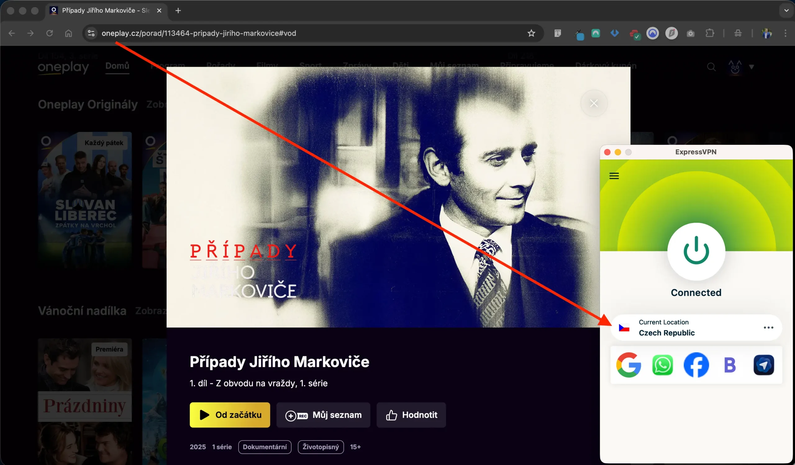 OnePlay běží v USA pomocí ExpressVPN | Venclíkovi.cz ExpressVPN připojená na český server umožňuje přehrání obsahu OnePlay v USA