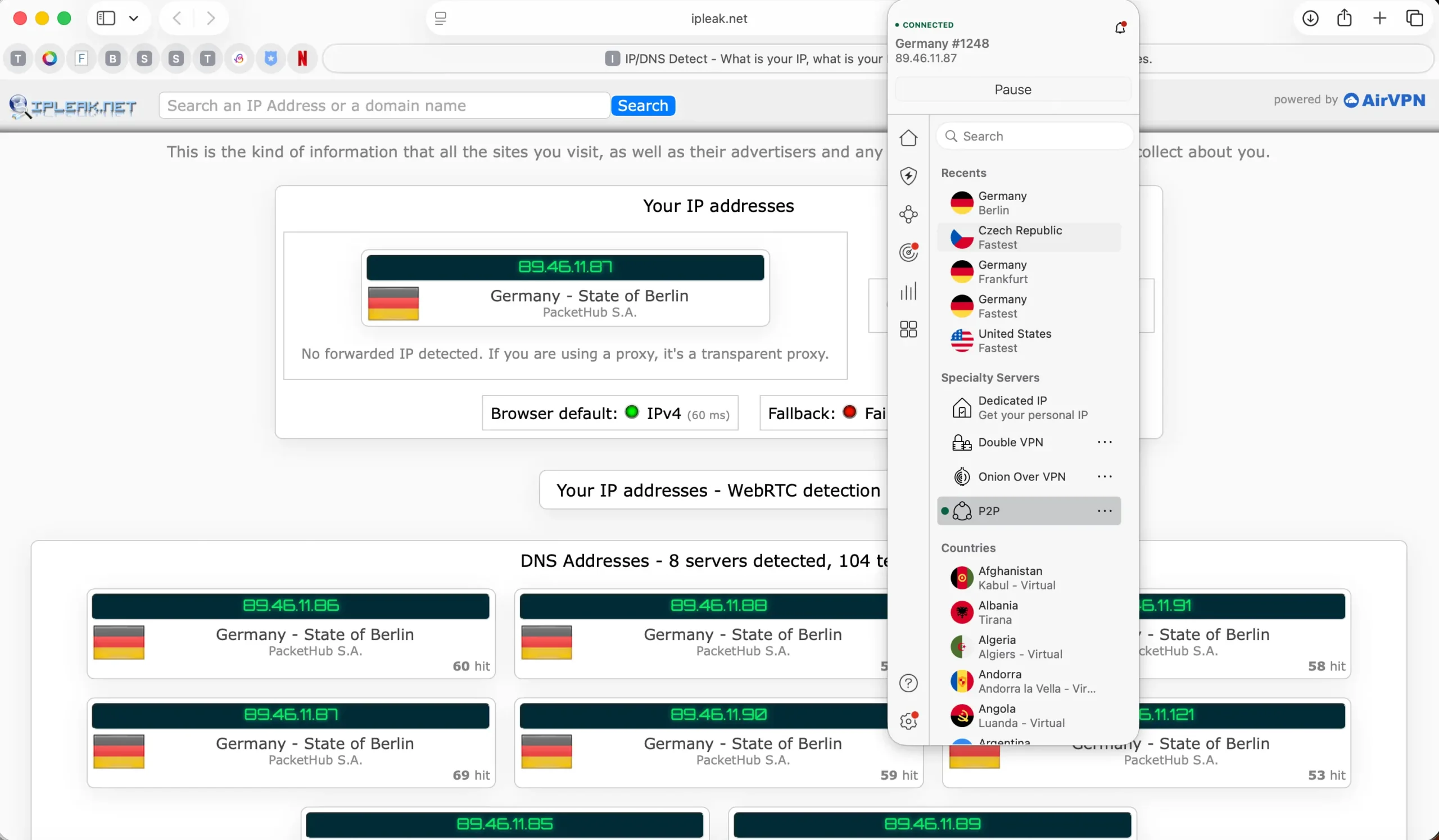 Únik IP adresy - test NordVPN server Berlín | Venclíkovi.cz
