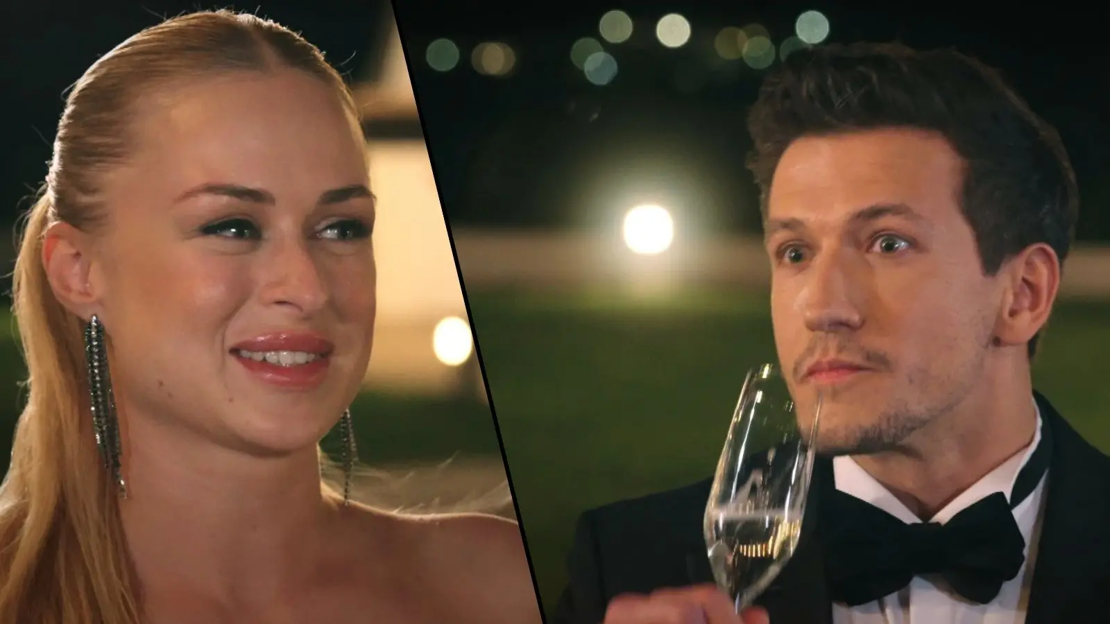 olga bogdarenko | Venclíkovi.cz Detailní záběr na Sabinu a Jana Solfronka při večerním rozhovoru u skleničky, chvíle napětí a nucený úsměv z obou stran