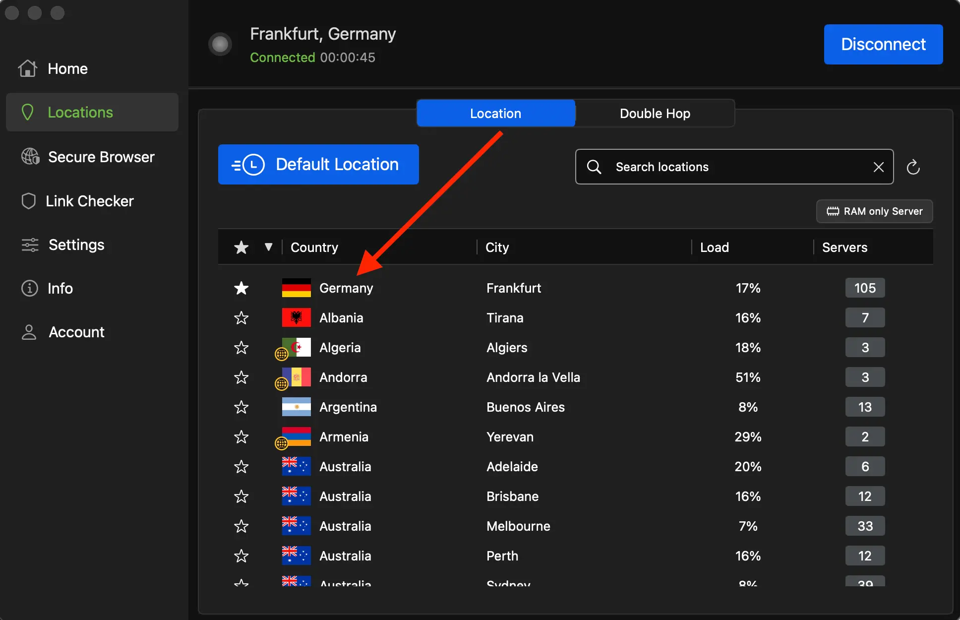 IPVanish IP adresa v nemecku | Venclíkovi.cz IPVanish ukazuje aktivní připojení k německému serveru ve Frankfurtu se 105 dostupnými servery