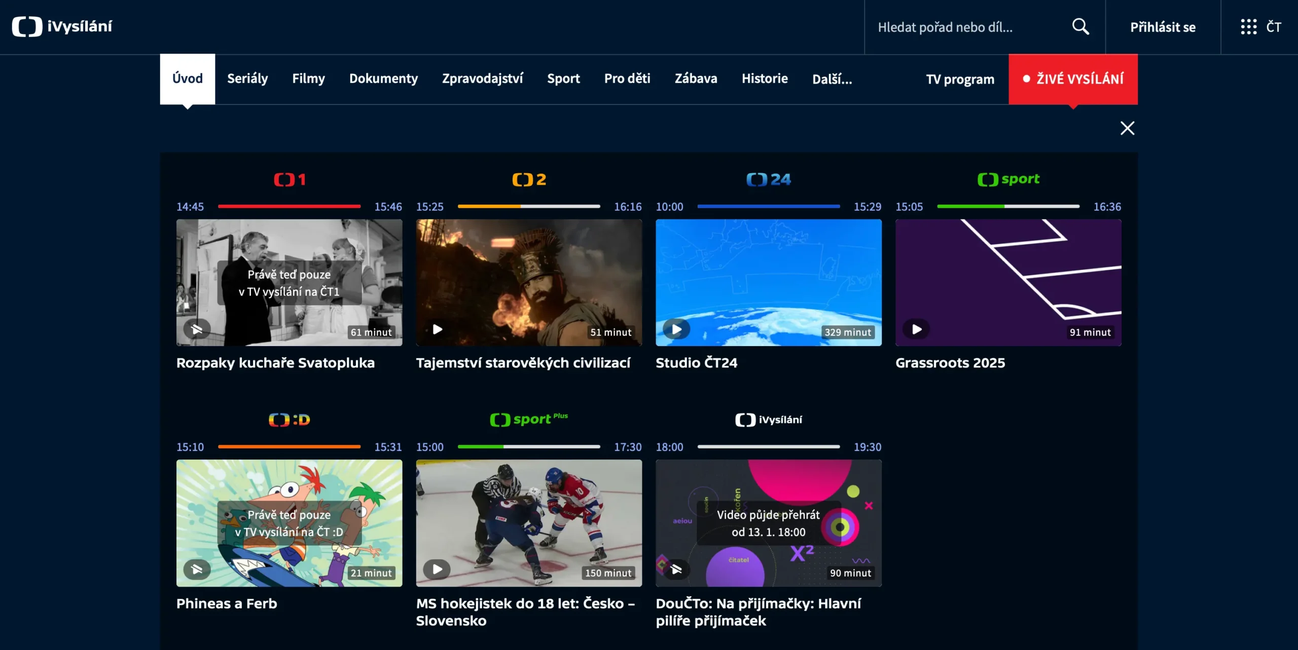Nabídka iVysílání na ČT | Venclíkovi.cz Nabídka iVysílání - od ČT 1, ČT 2 po ČT sport plus