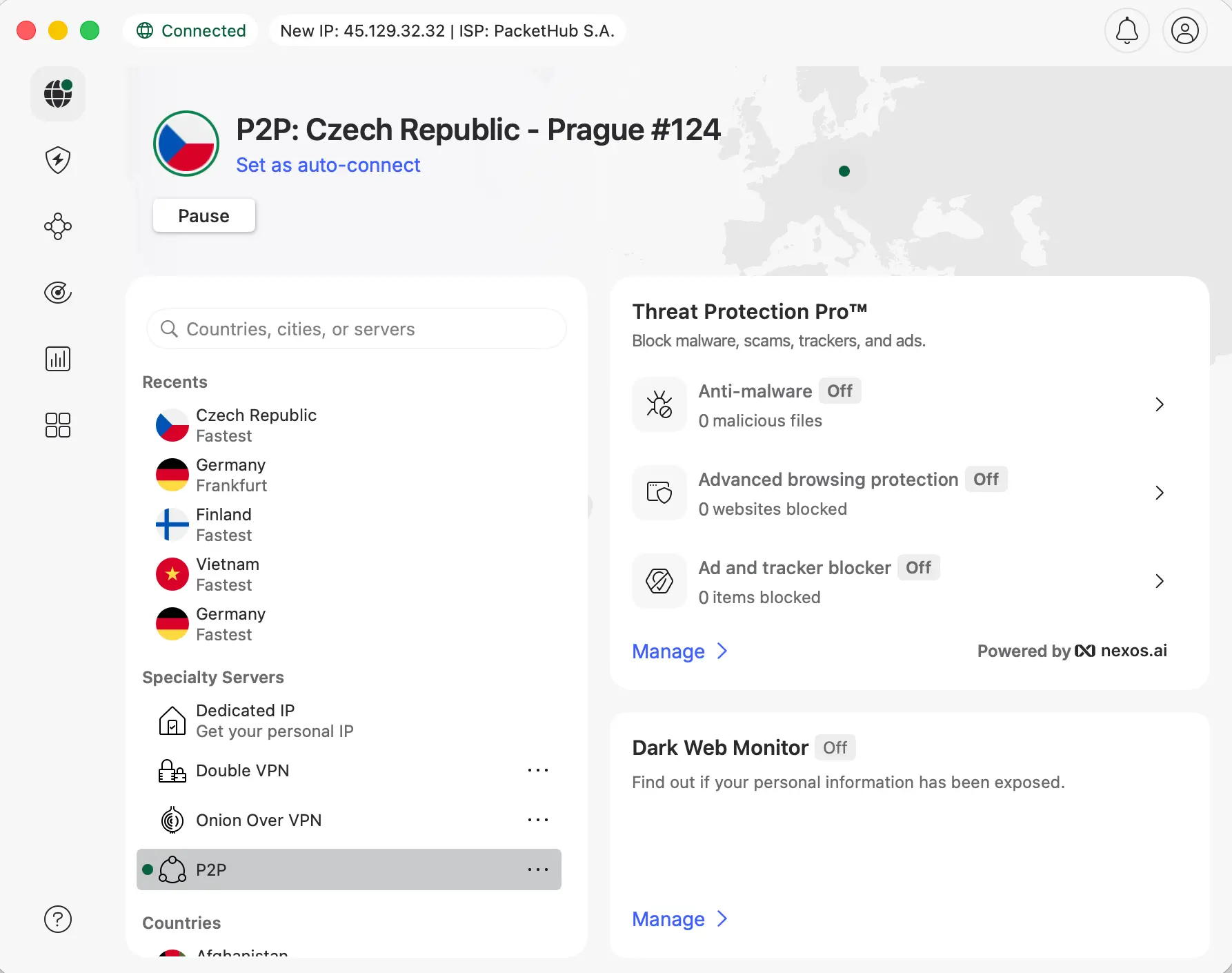 NordVPN aplikace pro MacOS | Venclíkovi.cz Připojení k českému serveru přes NordVPN na macOS pro sledování Nova Sport 1 v zahraničí