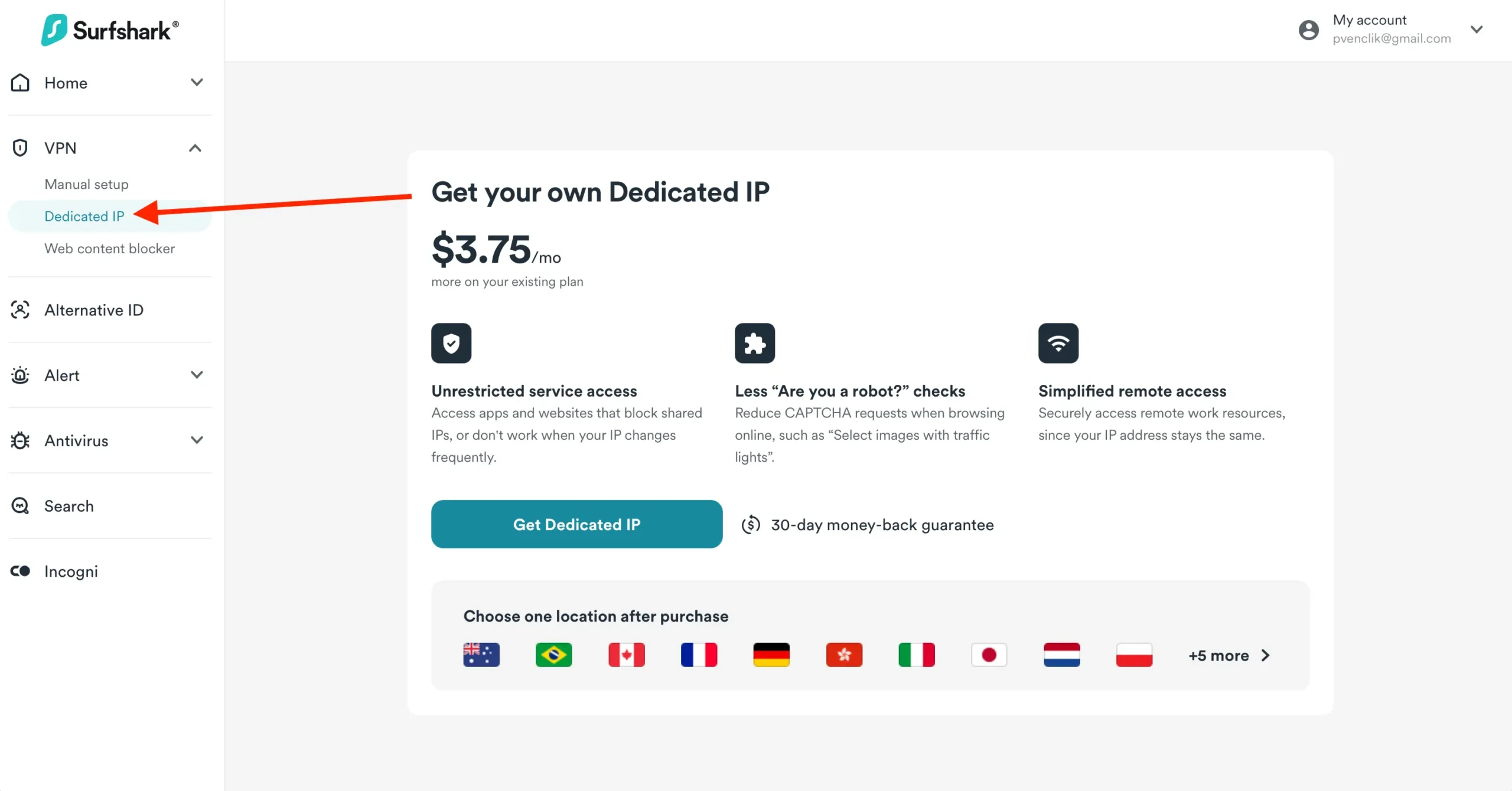 SurfShark účet - dedikovaná IP adresa | Venclíkovi.cz Nastavení dedikované IP adresy v uživatelském účtu Surfshark