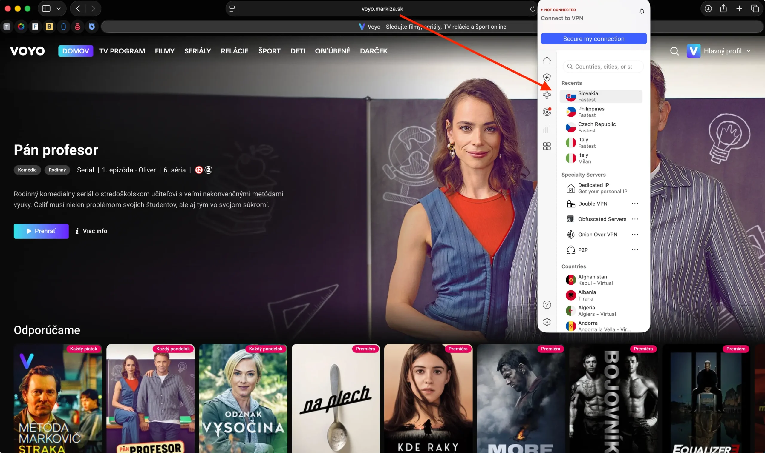 VOYO SK spuštěno na NordVPN se slovenskou IP adresou | Venclíkovi.cz VOYO Slovensko spuštěné přes VPN ze zahraničí