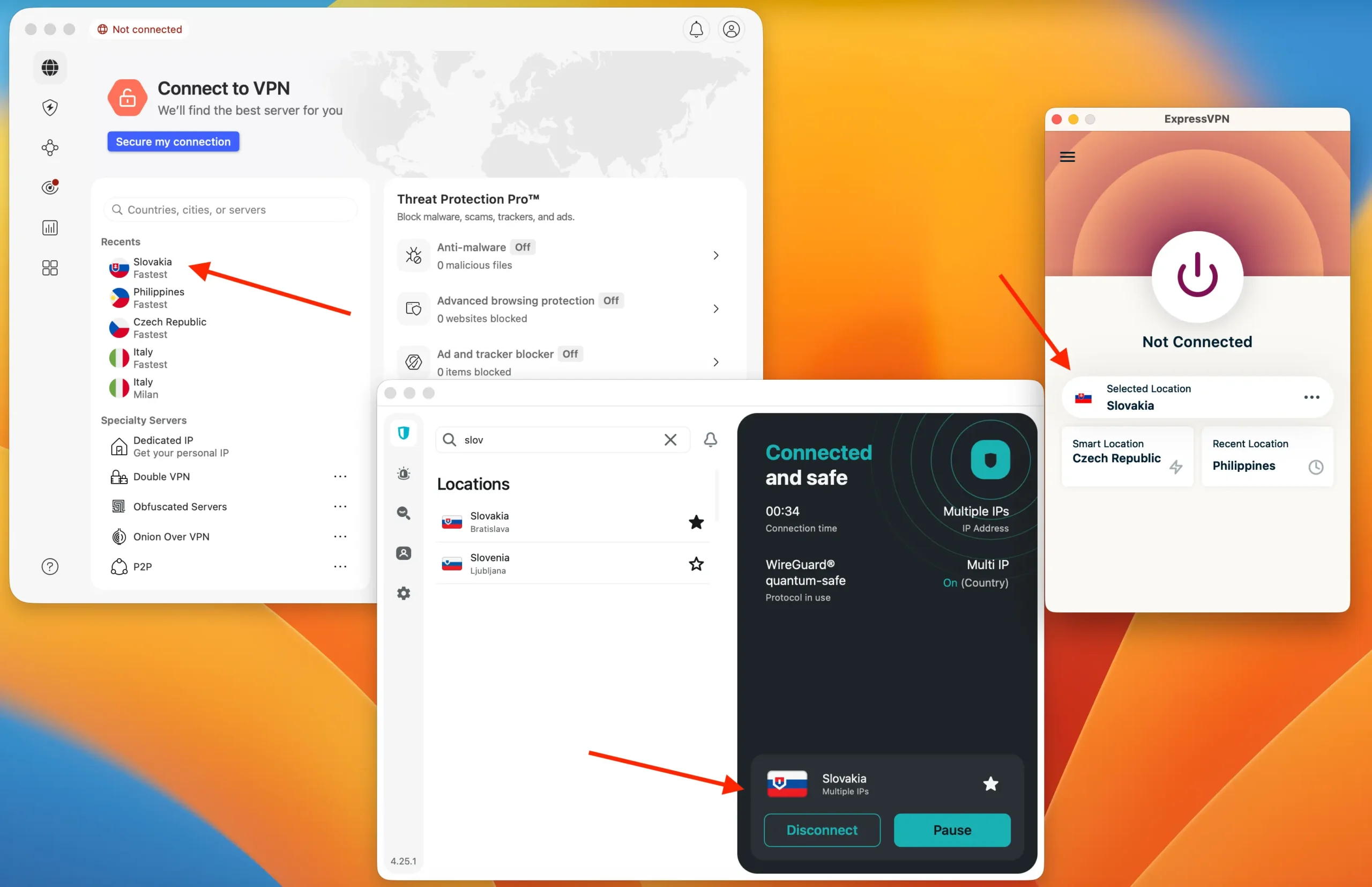 VPN sluzby- NordVPN SurfShark a ExpressVPN se zobrazenými servery na Slovensku a slovenskou IP adresou | Venclíkovi.cz VPN služby se slovenskou IP adresou
