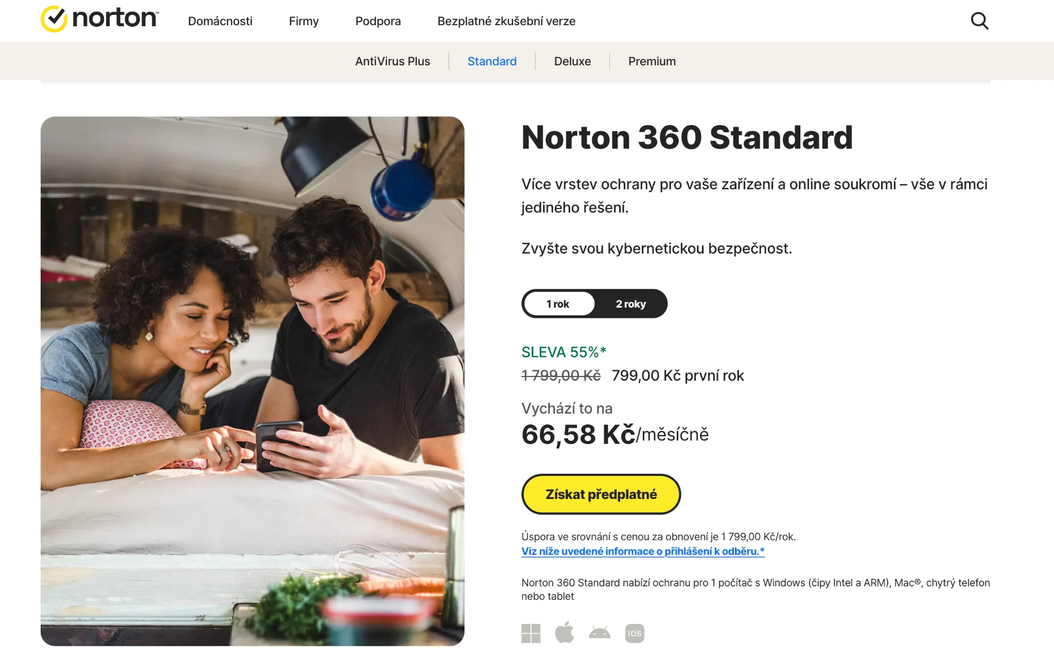 norton-360-standard-predplatne | Venclíkovi.cz Mladý pár si vybírá předplatné Norton 360 Standard na notebooku