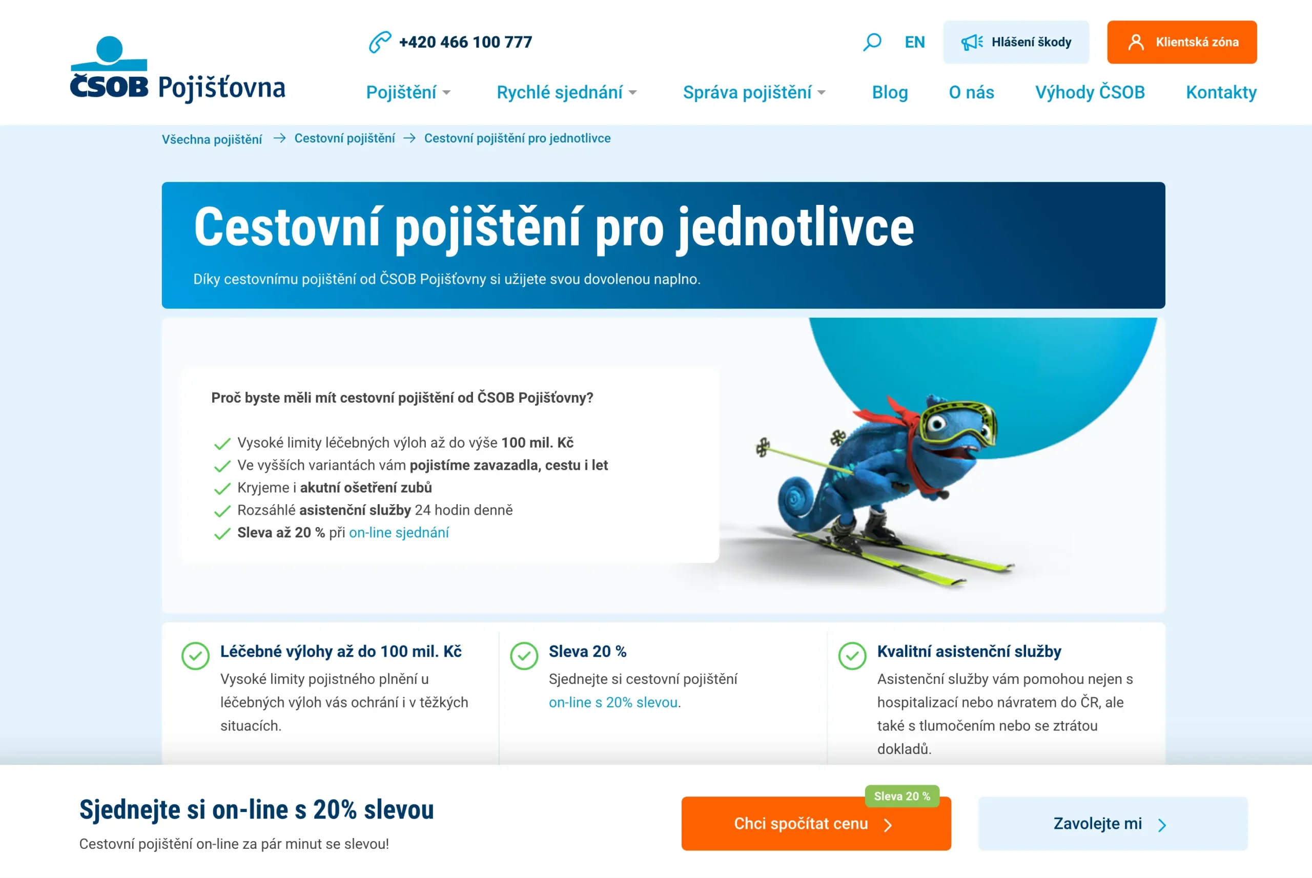 Cestovní pojištění ČSOB Pojišťovna | Venclíkovi.cz Webová stránka ČSOB Pojišťovny s nabídkou cestovního pojištění pro jednotlivce a přehledem hlavních výhod a limitů krytí