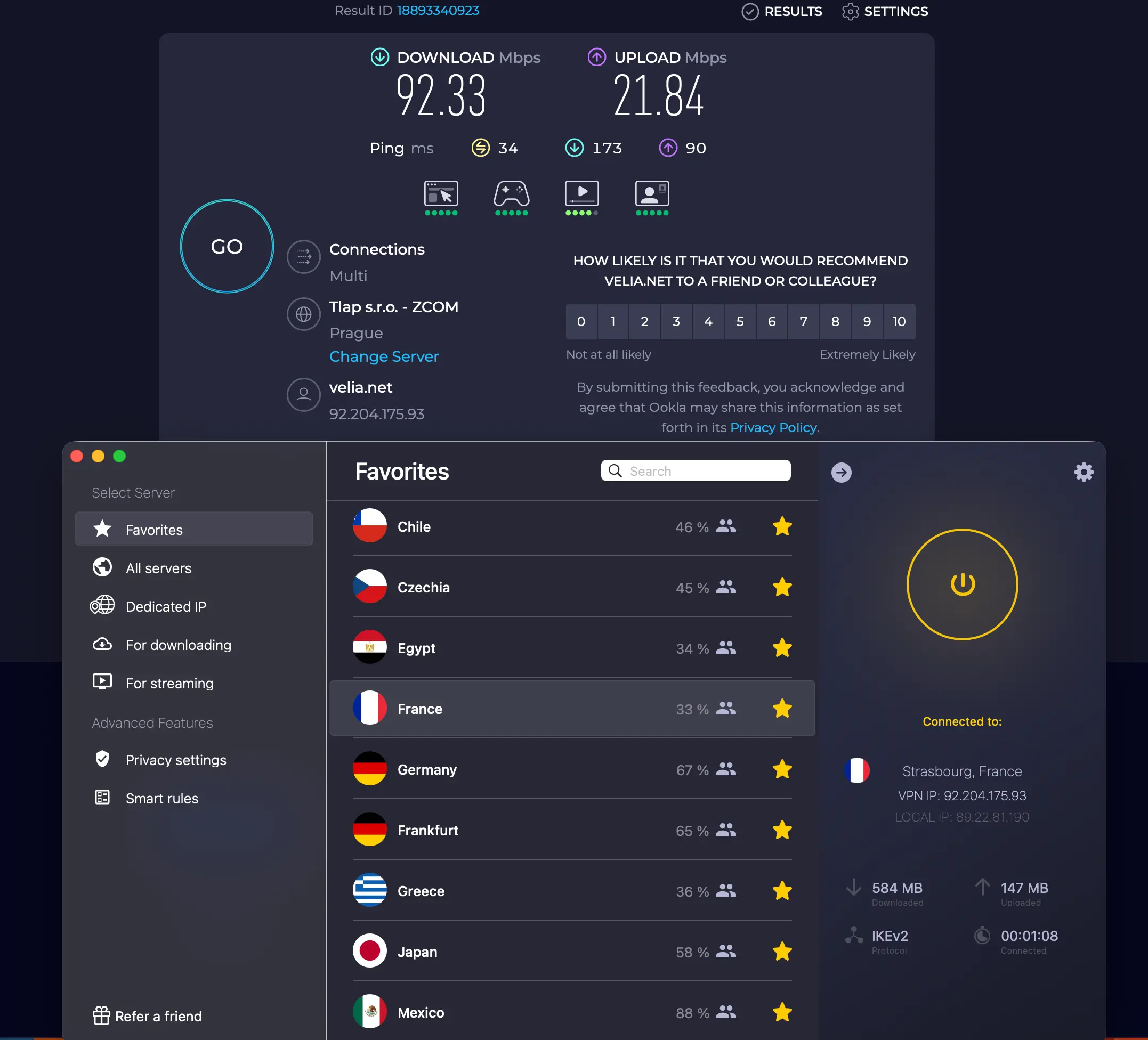 CyberGhost_01_Francie_Strasbourg | Venclíkovi.cz Připojení k serveru CyberGhost ve Štrasburku ve Francii a test rychlosti připojení přes VPN