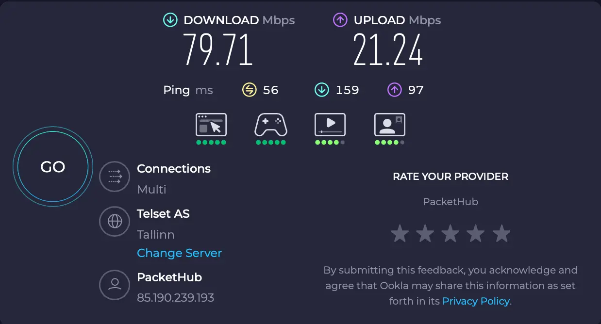 Estonsko Tallinn - NordVPN | Venclíkovi.cz Speedtest NordVPN Tallinn – download 79,71 Mbps, ping 56 ms