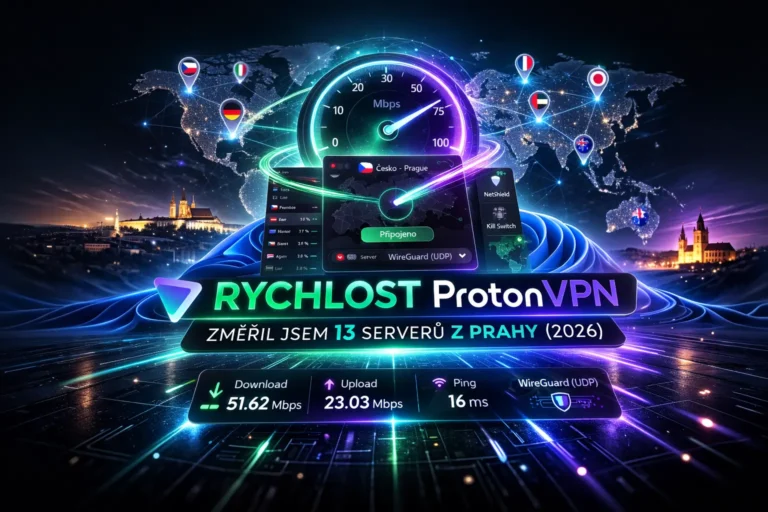 Rychlost ProtonVPN: Změřil jsem 13 serverů z Prahy (2026)