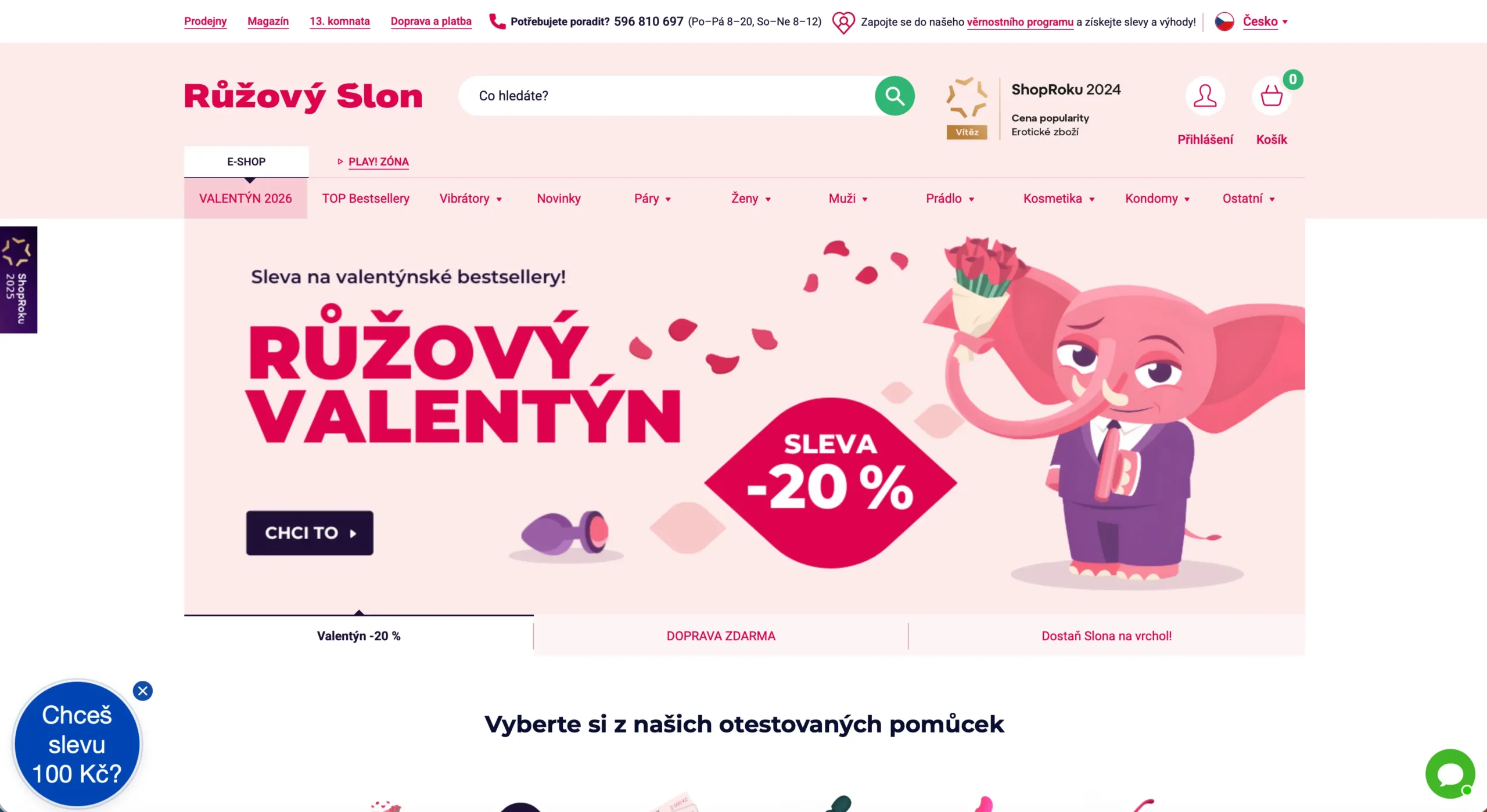 Webové stránky Růžový slon | Venclíkovi.cz webové stránky obchodu růžový slon