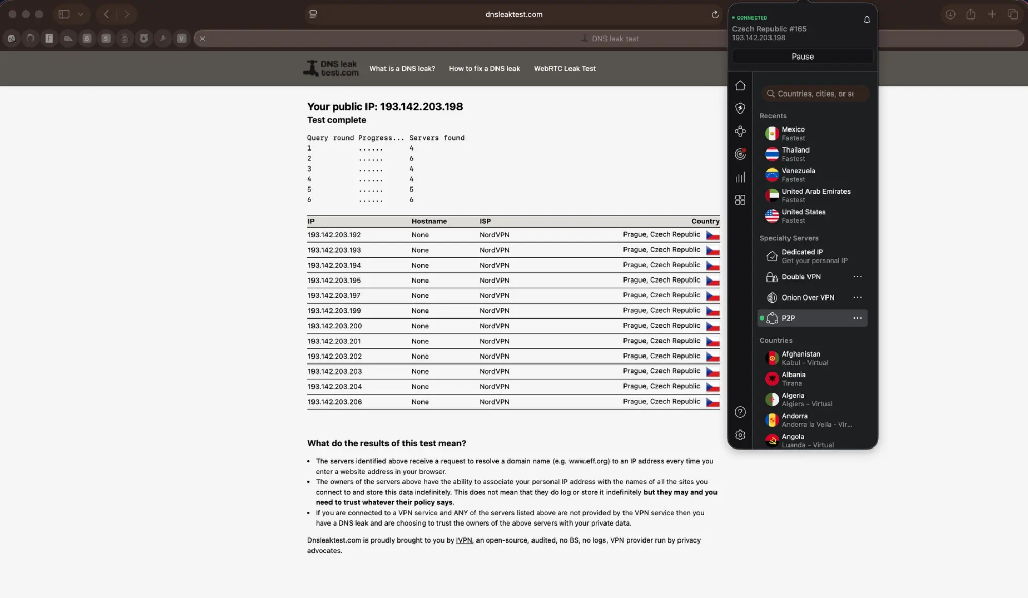 nordvpn-02-dns-leak-test | Venclíkovi.cz DNS leak test na dnsleaktest.com s NordVPN – 6 kol, 4 až 6 serverů na kolo, vše ISP NordVPN Praha Czech Republic