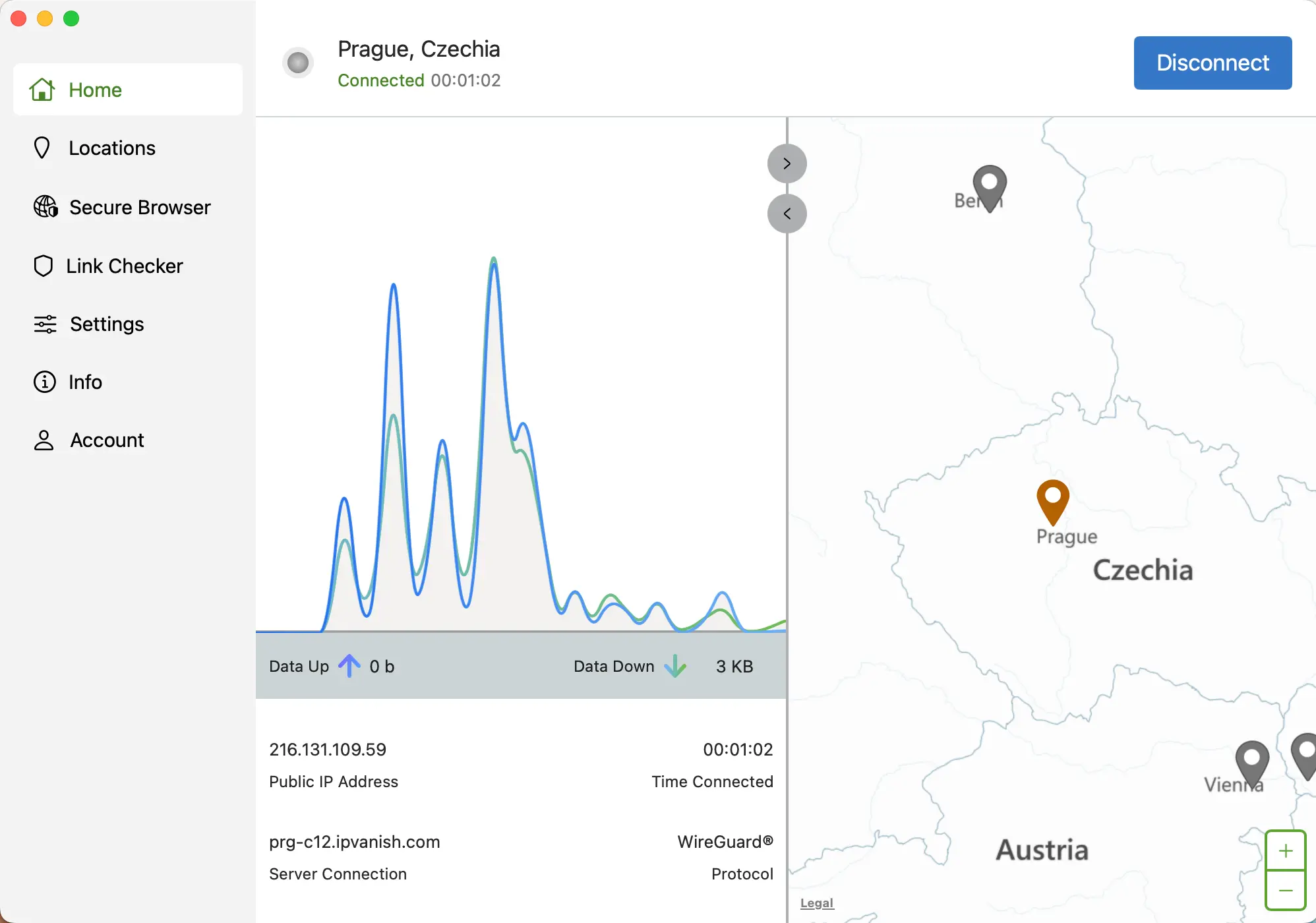 ipvanish-graf-praha | Venclíkovi.cz Aktivní VPN připojení přes IPVanish server v Praze
